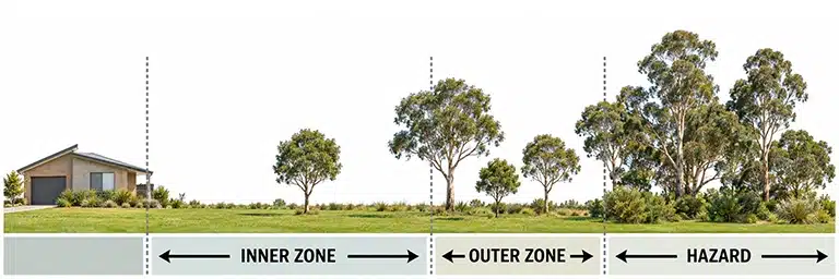 Managed vegetation and defendable space around a property